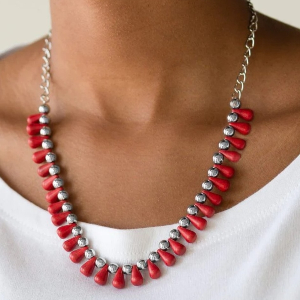 Paparazzi Fashion Jewelry- Extinct Species Red Necklace